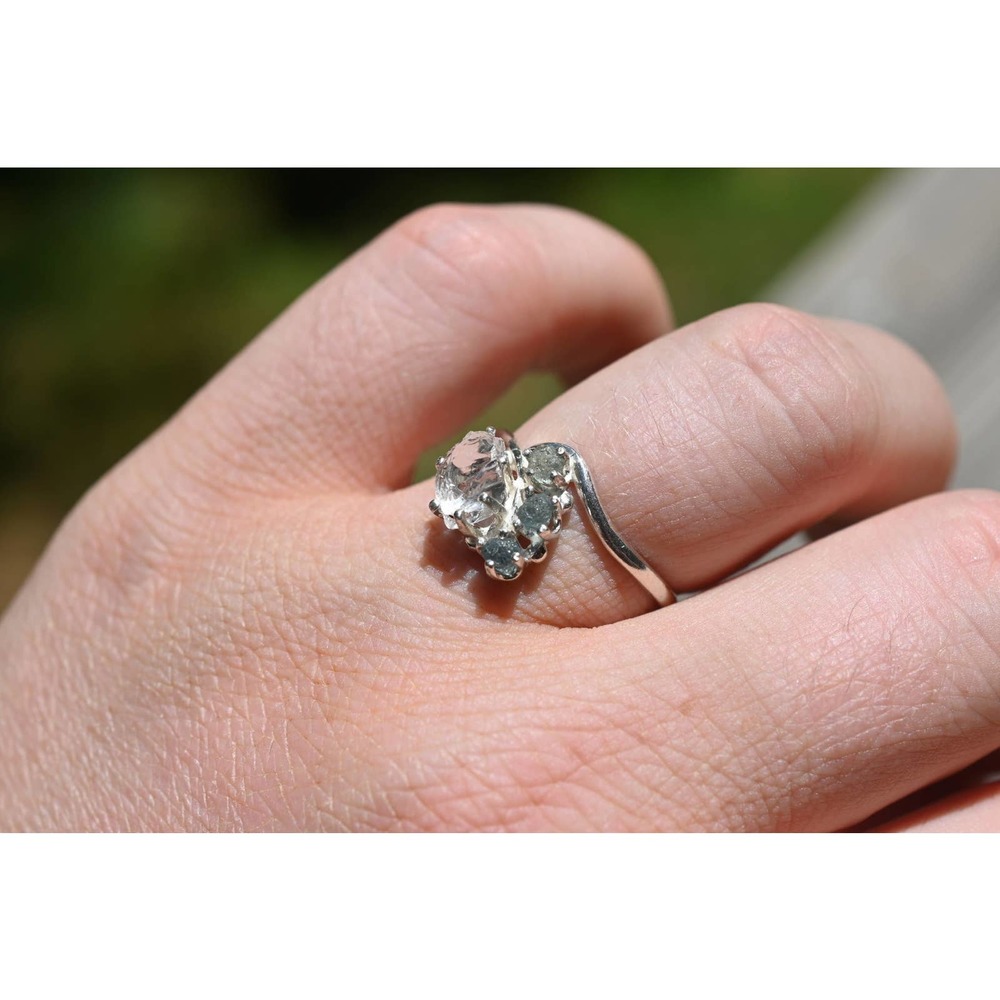 Raw Sapphire Diamond Engagement Ring